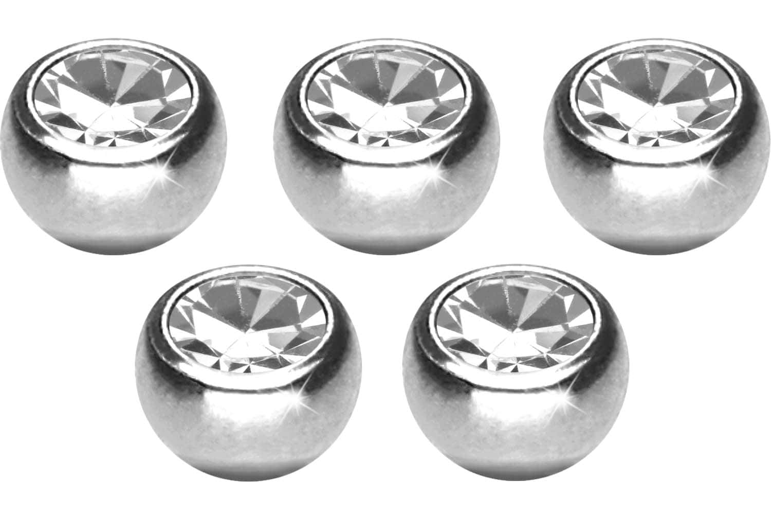 SET Titan Schraubkugel KRISTALL von Piercingline